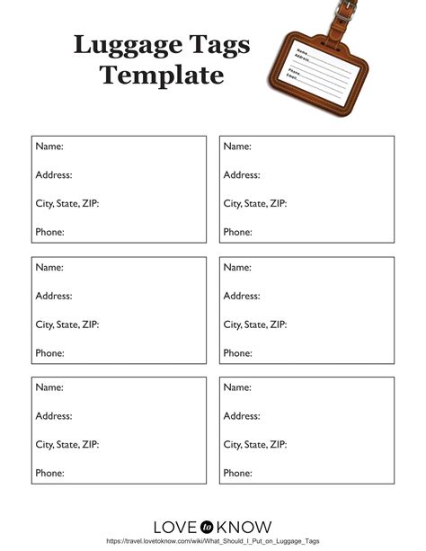 Luggage Label Templates Free