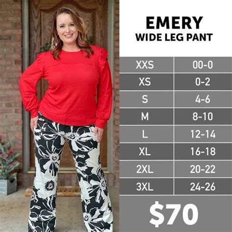 Lularoe Emery Size Chart