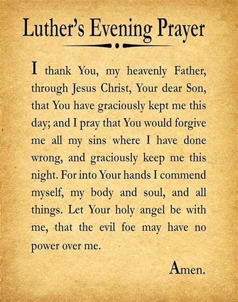 Luthers Evening Prayer Printable