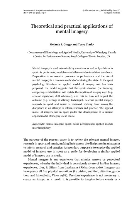 MENTAL IMAGERY RESEARCH