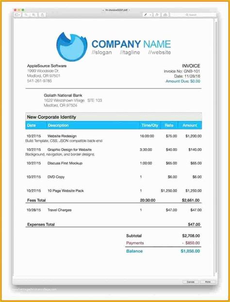 Mac Pages Invoice Template