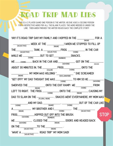 Mad Libs Free Printable Worksheets