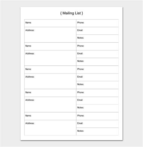 Mailing List Templates