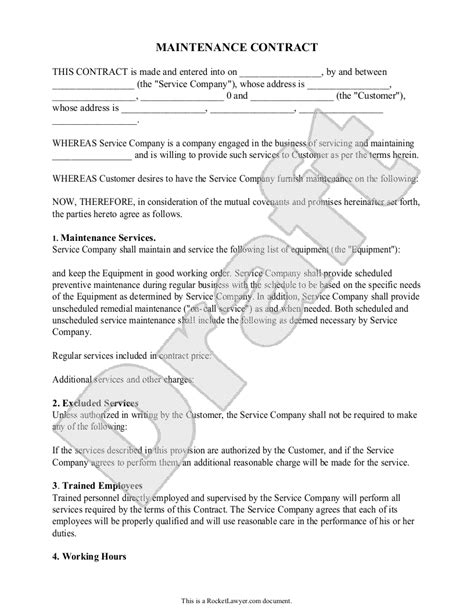 Maintenance Contract Template