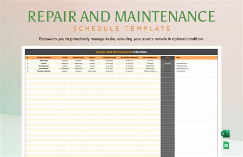 Maintenance Schedule Template