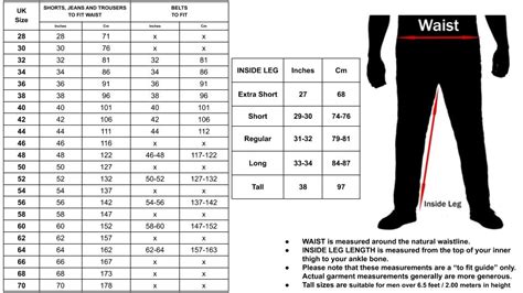 Man Trousers Size Chart