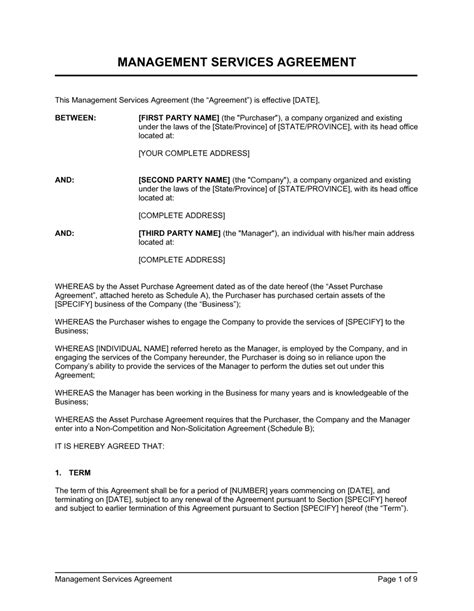 Managed Services Agreement Template