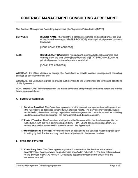 Management Consulting Contract Template