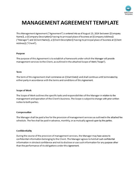 Management Contract Agreement Template