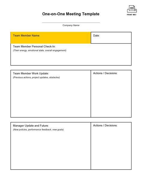 Management One On One Templates