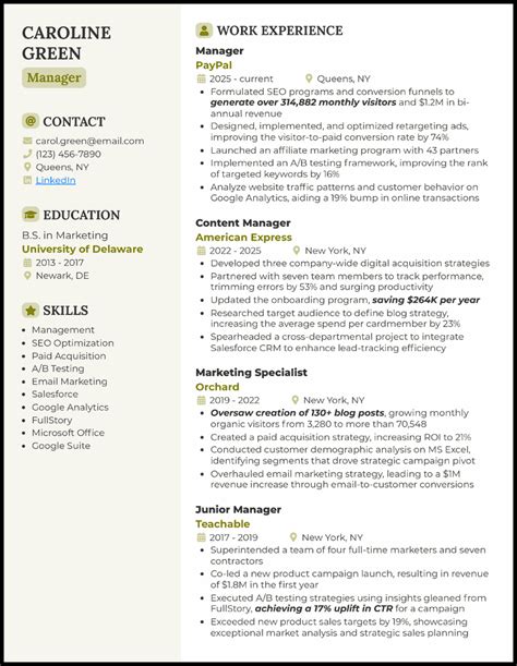 Management Resume Template