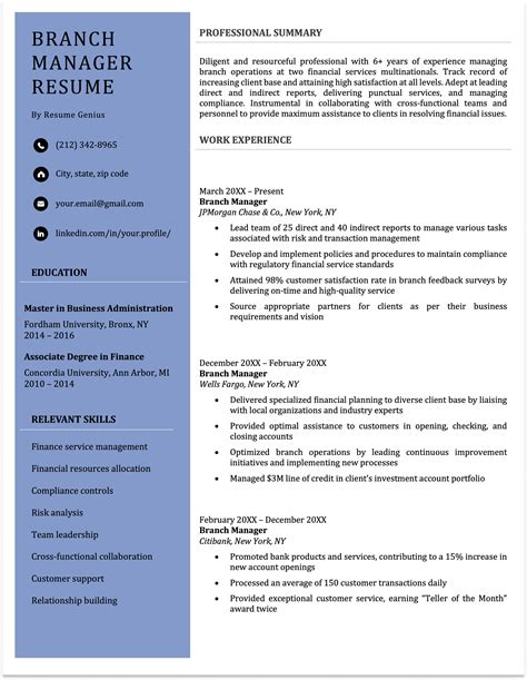 Manager Resume Template
