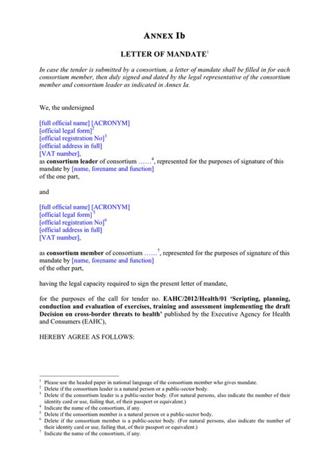 Mandate Letter Template