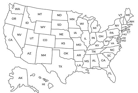 Map Of Usa States Printable
