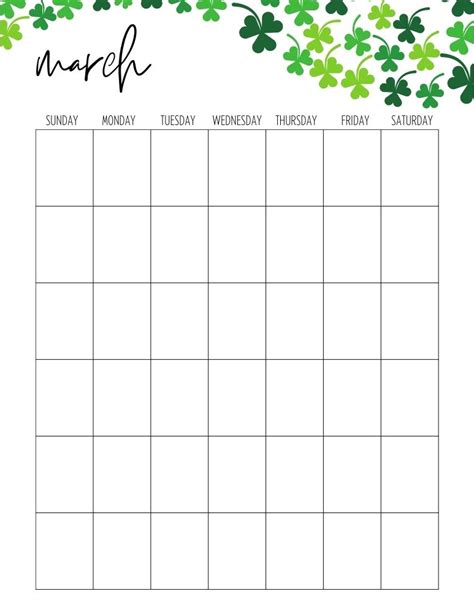 March Blank Printable Calendar