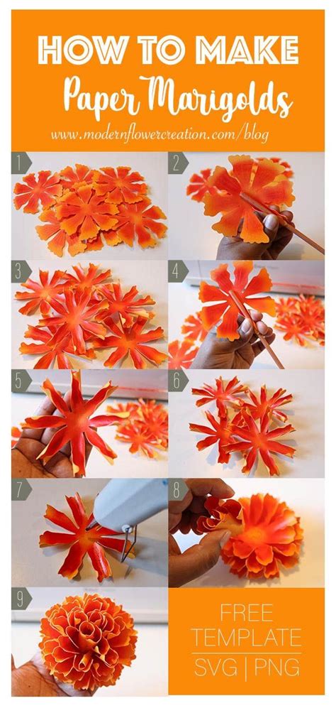 Marigold Paper Flower Template