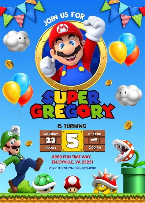 Mario Birthday Invitations Printable