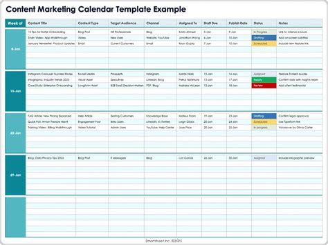 Marketing Calendar Template Excel