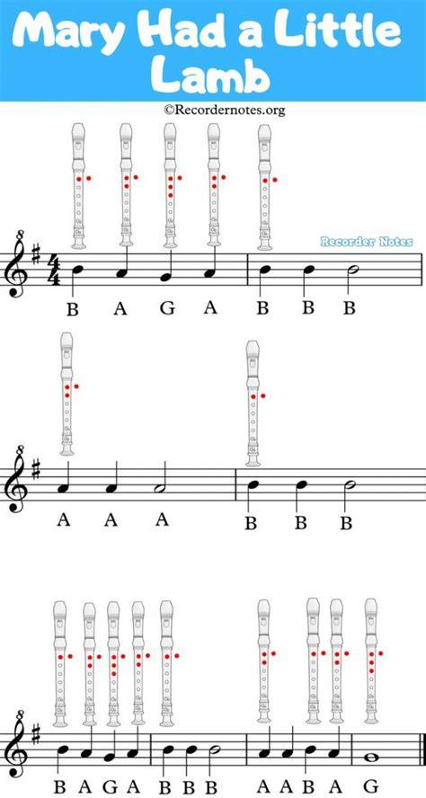Mary Had A Little Lamb Recorder Notes Beginner Printable