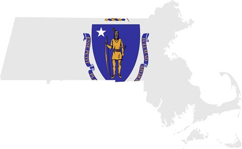 Massachusetts Map and Flag
