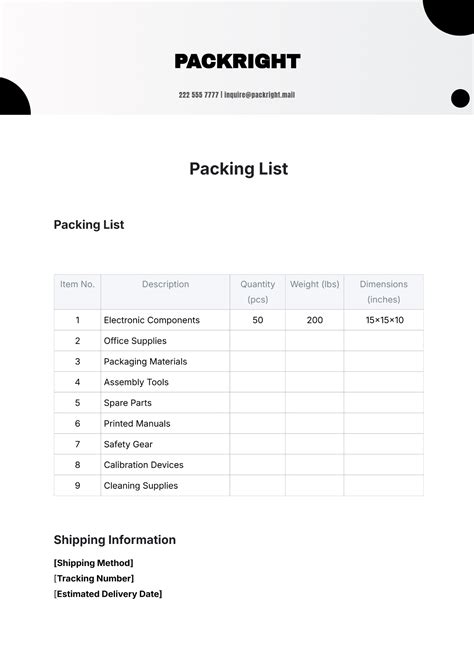 Massdrop Packing List Template