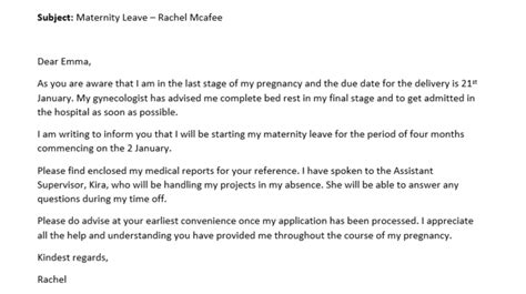 Maternity Leave Email Template