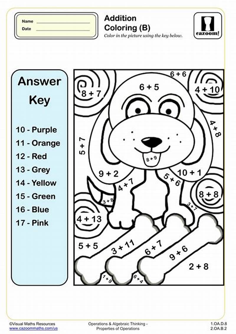 Math Adding Coloring Sheets
