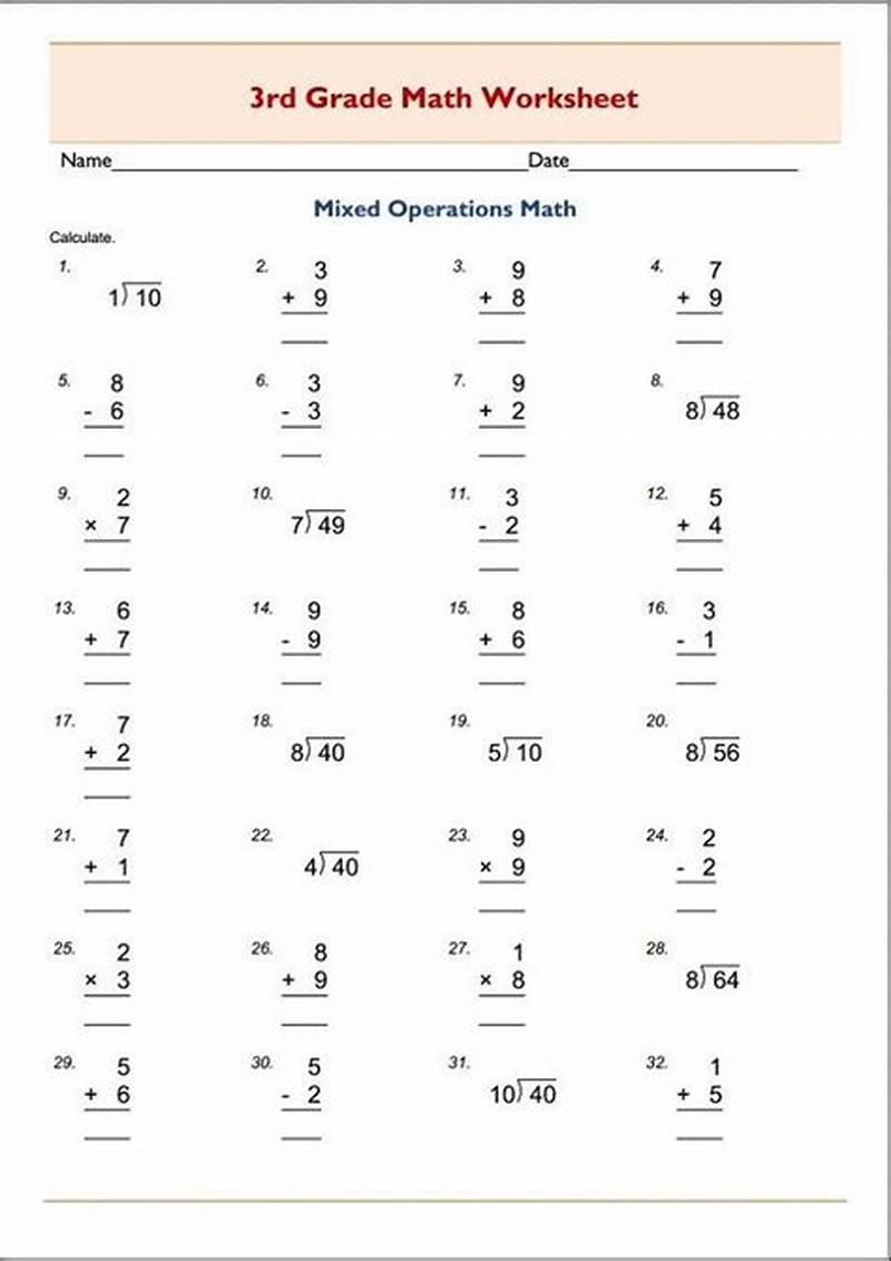 Math For 3rd Graders Printable