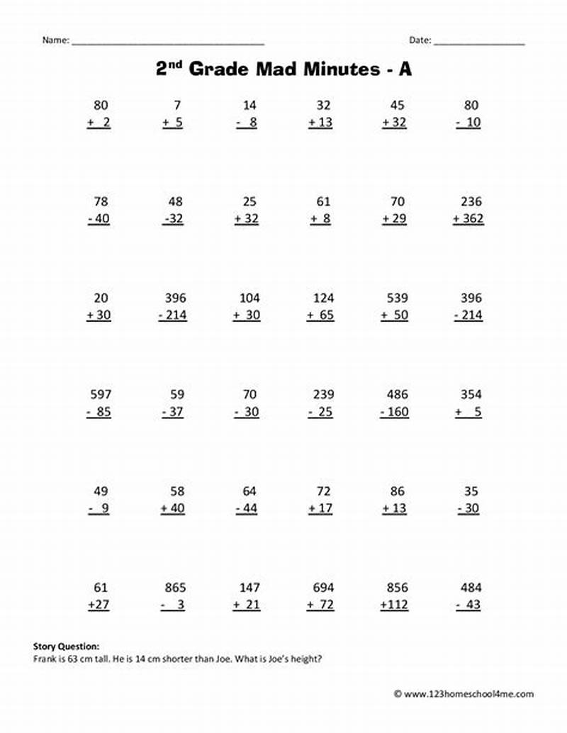 Math For Second Graders Printable Worksheets