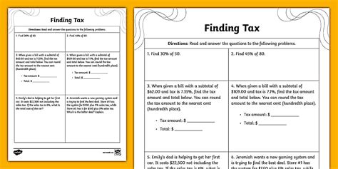 Math Lesson For Finding Tax Using Catalogues