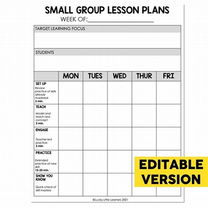 Math Small Group Lesson Plan Template