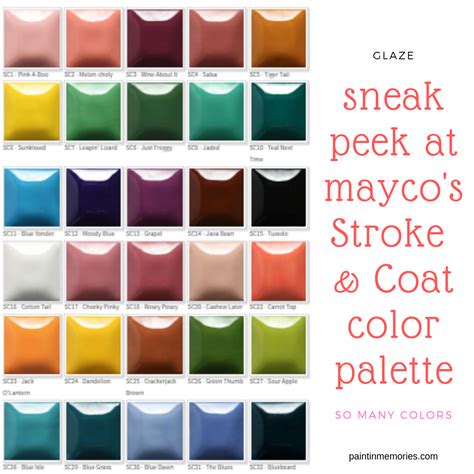 Mayco Stroke & Coat Color Chart