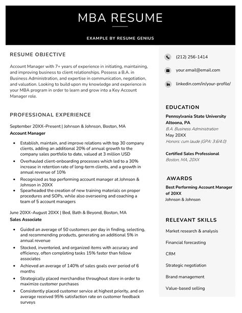 Mba Resume Template