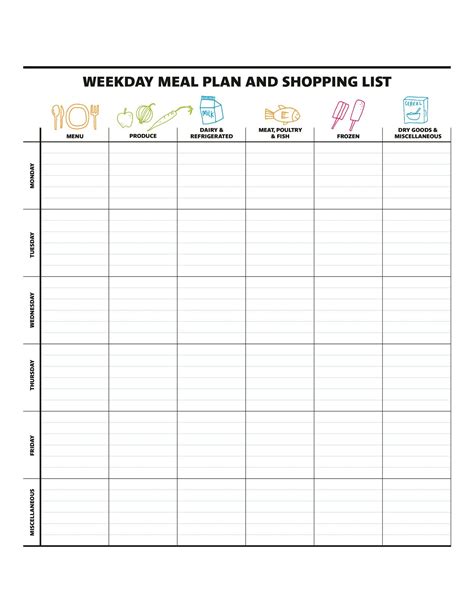 Meal Plan Sheets Template