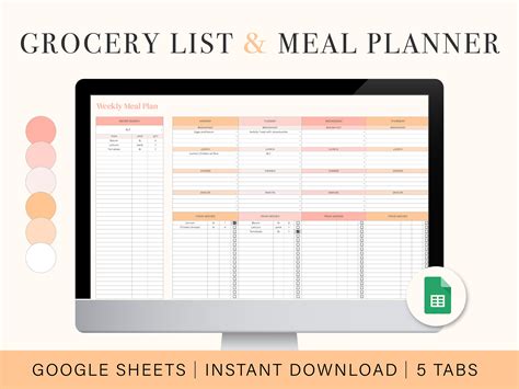 Meal Plan Template Google Sheets