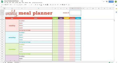 Meal Planner Template Google Docs