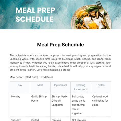 Meal Prep Schedule Template