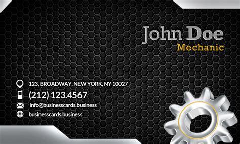 Mechanic Business Cards Templates Free