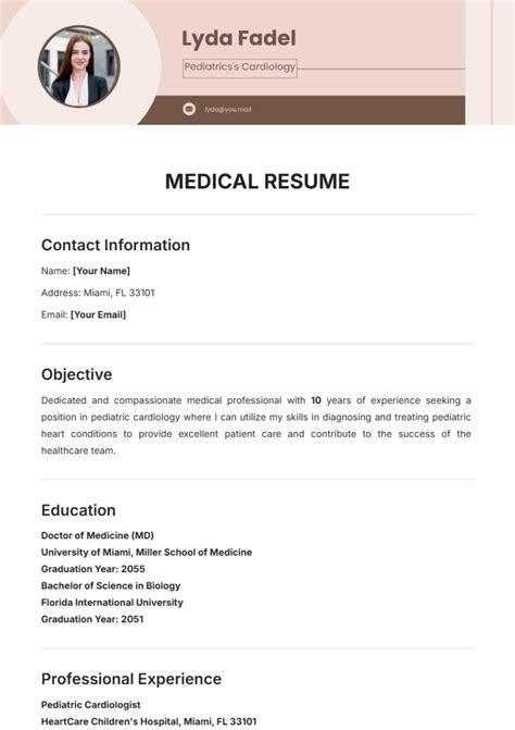 Medical Resume Template Free