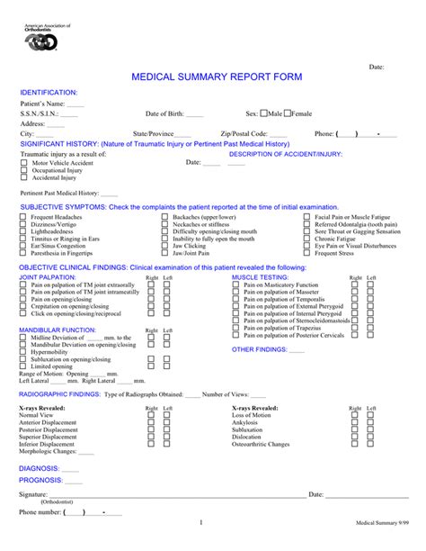 Medical Summary Report Template