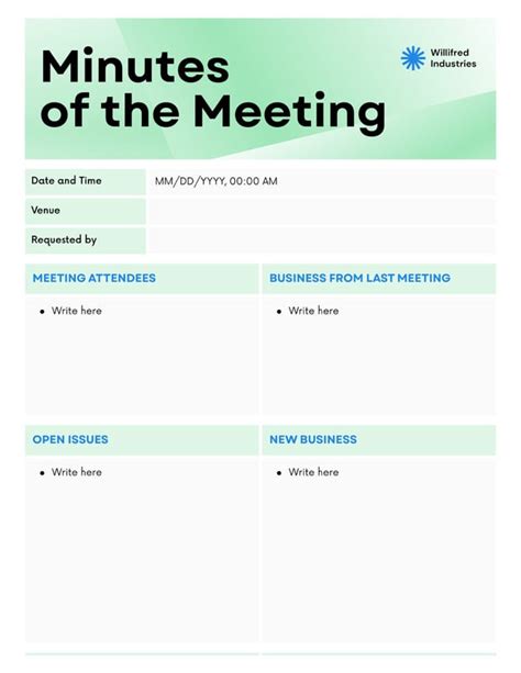 Meeting Minutes Format Template Doc