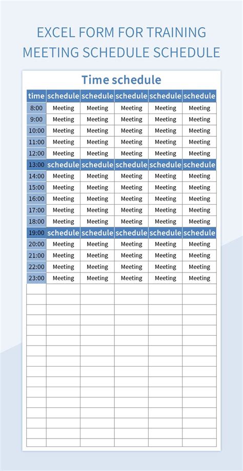Meeting Timetable Template