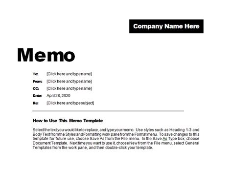 Memo Template For Word