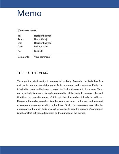 Memo Template Sample