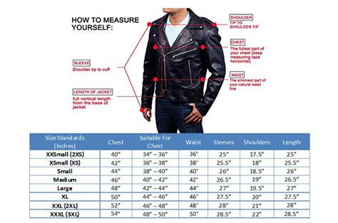 Men's Jacket Size Chart