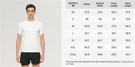 Men's T Shirt Sizing Chart