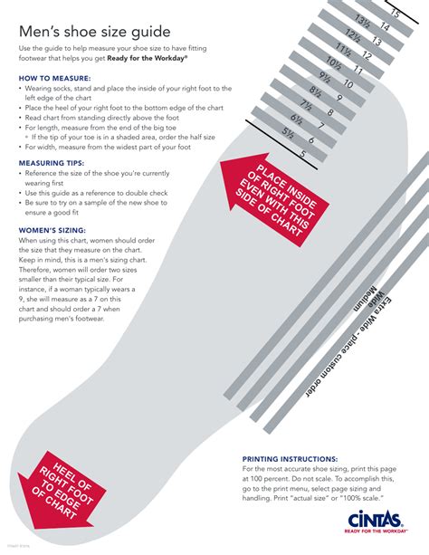 Mens Shoe Printable Shoe Sizing Chart