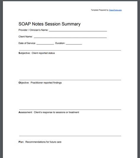 Mental Health Soap Notes Template