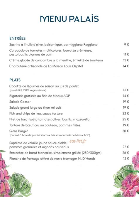 Menu Palais à Serris