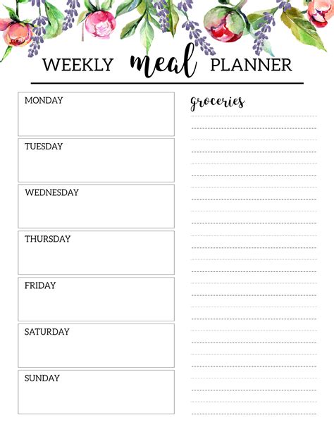 Menu Planner Printable
